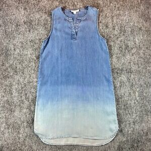 Beach Lunch Lounge Denim Ombre Shift Dress Women XS Blue Sleeveless Tunic‎ Boho